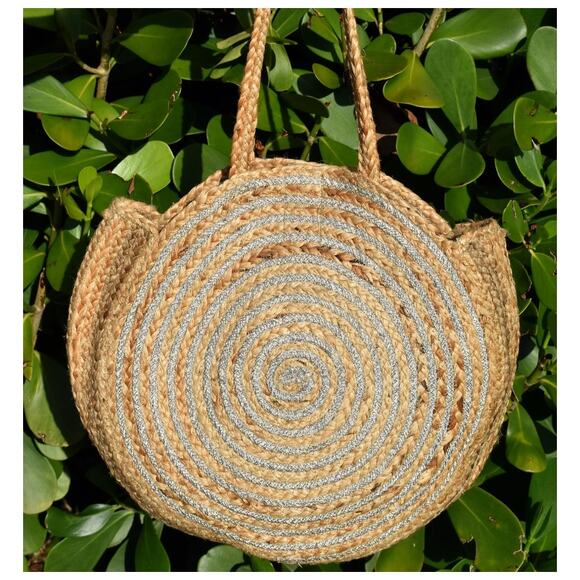 Round jute tote handbag - Picture 1 of 4